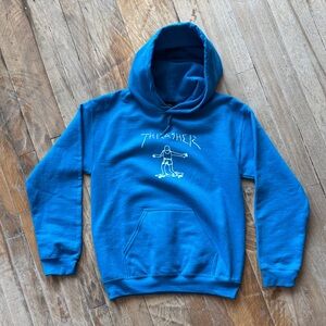 Thrasher Vibrant Blue Gonz Skateboard Hoodie NWT